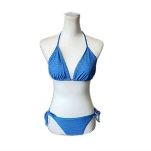 Old Navy Purple & Blue Stripe String Bikini Top (L) & String Bikini Bottom (S)